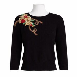Size L Herman Geist Women’s Vintage Embroidered Wool Angora Sweater
